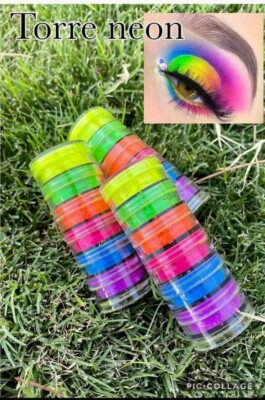 6 Colors Lasting Shimmer Eyeshadow Pigment Glitter Eye Shadow Neon Nail Powder 
