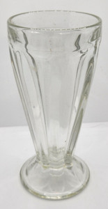 Vintage Heavy Malt Shake Soda Fountain Clear Fluted Glass 7 1/2" Tall