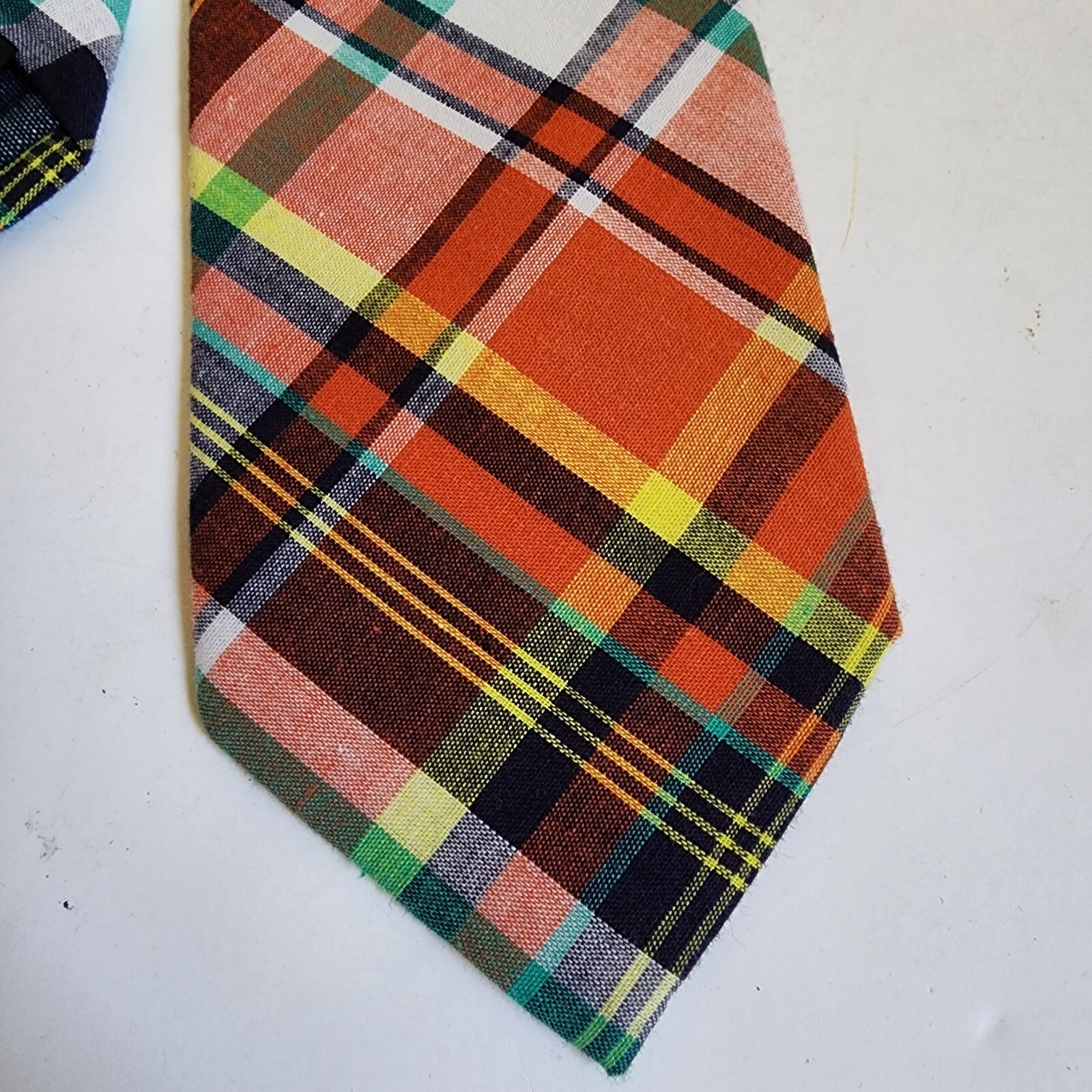Mens Necktie Plaid Multicolor Cotton 3" x 60" Tie eBay