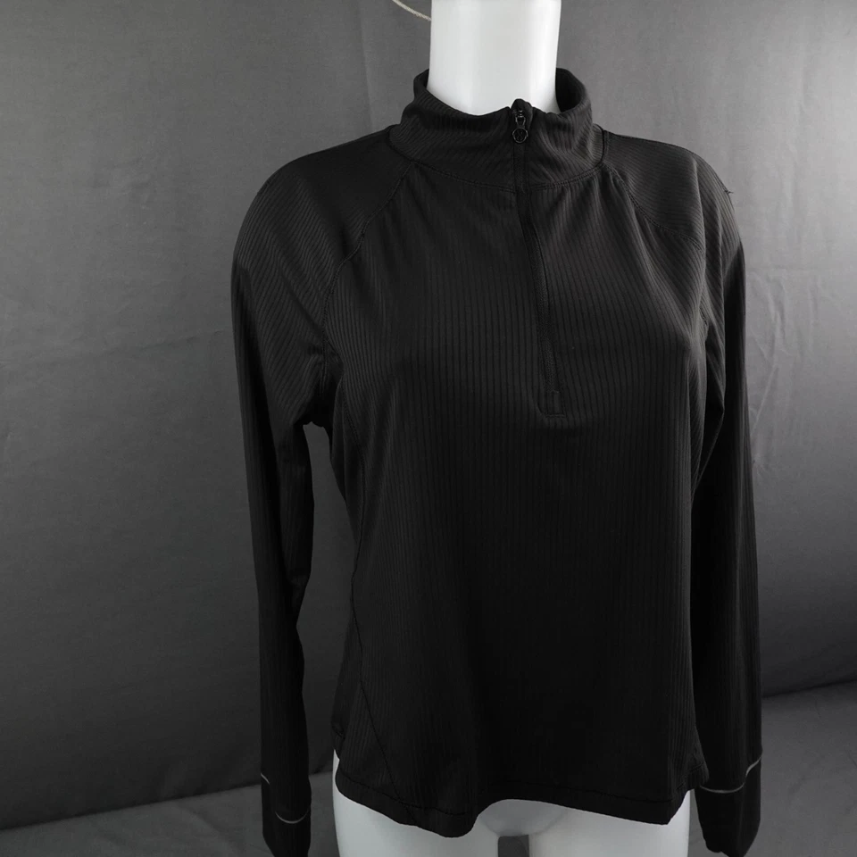 Layer 8 Womens Top Large Black 1/4 Zip Performance Gym Run Yoga Activewear - Image 3 of 4