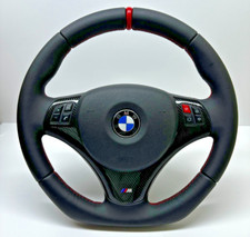 BMW CUSTOM MADE FLAT BOTTOM M SPORT STEERING WHEEL CARBON LOOK TRIM E90 E93 E82