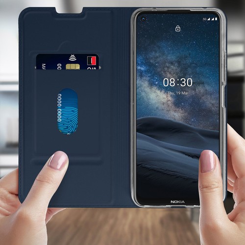 Case for Nokia 8.3 5G Card Case with Stand Function Satin Finish dark blue - Picture 4 of 6