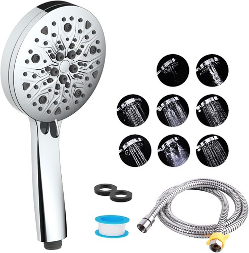 RV Shower Head with Hose, 8 Spray Head, 59-inch Shower Hose, High Pressure