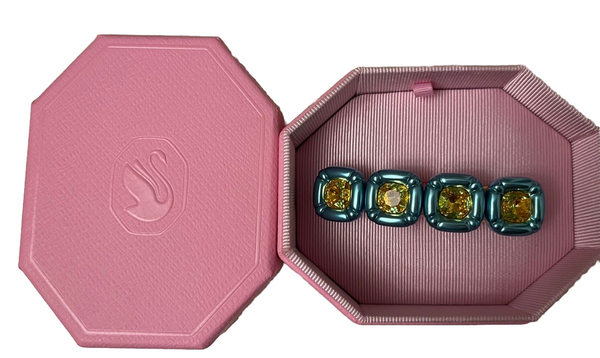 Swarovski Dulcis Cushion Cut Blue & Yellow Crystal Hair Pin Barrette NIB 5617239 Swarovski 5613667 Women main image 2