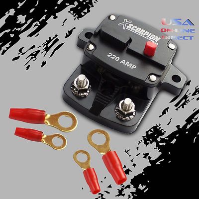 220 AMP IN-LINE POWER MARINE RATED CIRCUIT BREAKER REPLACES FUSE HOLDER 12Volt 