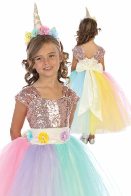 glitter unicorn dress costume for girls with Unicorn Headband Brand NEW Black Mable
