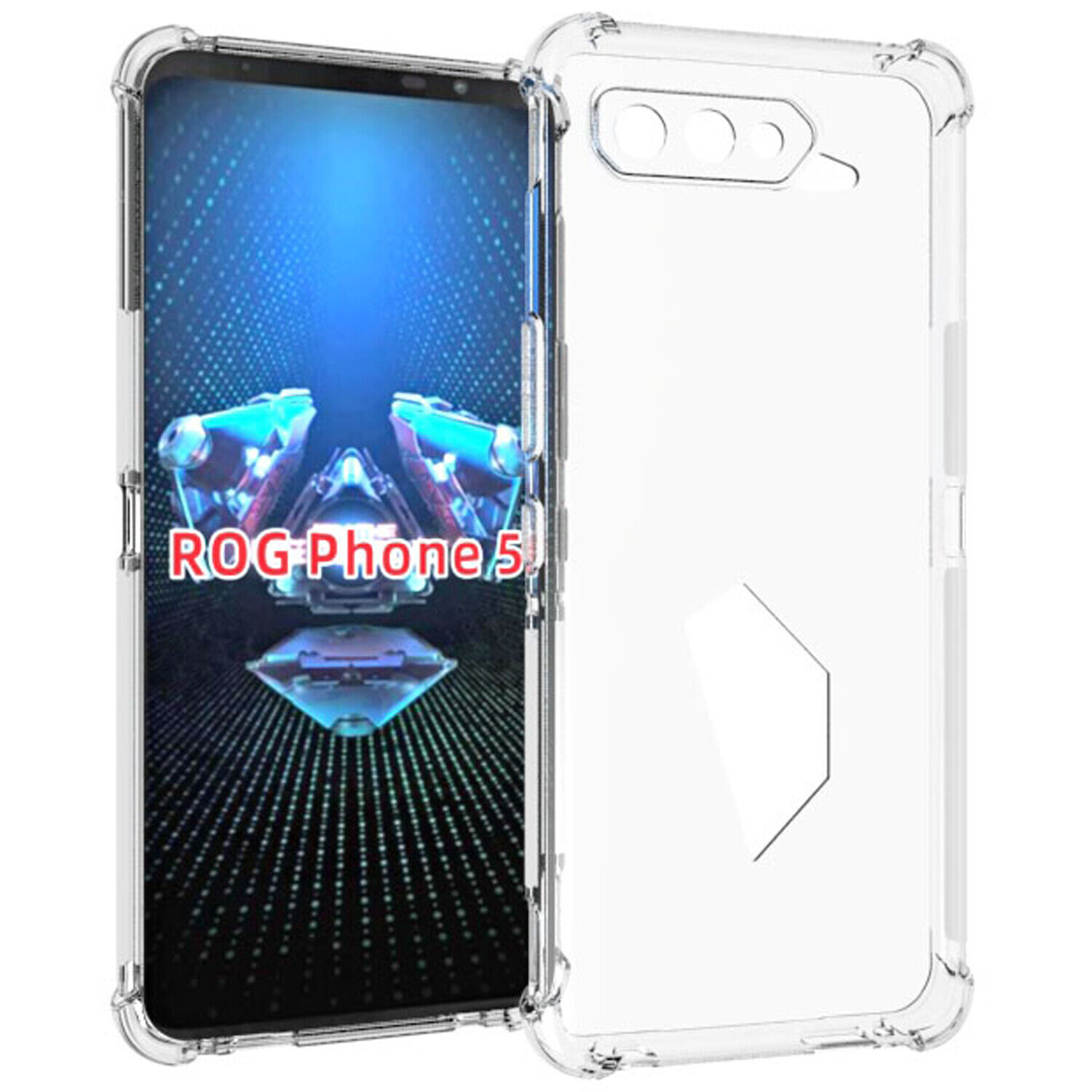 For Asus ROG Phone 5 Shockproof TPU Clear Case Cover + Tempered Glass Protector