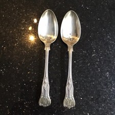 Old Vintage Silver Plated Kings Pattern Atkin Brothers Table Serving Spoons