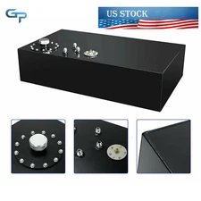 17 Gallon/64L Black Aluminum Fuel Cell Gas Tank w/ Cap & Level Sender Street Rod