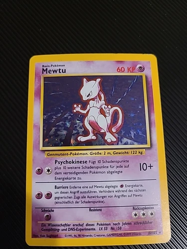 Mewtwo 10/102 - German Pokemon Base Set Unlimited Holo Rare Vintage WOTC MP