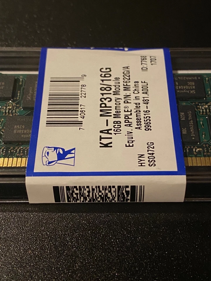 Kingston 16GB Ram Dimm For Mac Pro 2013 MF622G/A - 240 Dimm memory - BNIB - Image 3 of 3