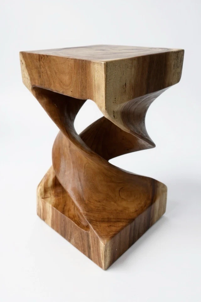 Massivholz Beistelltisch Holz: Handgefertigter Holzhocker (50x28x28) - Bild 2 von 4