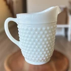 Vintage Anchor Hocking Hobnail Pitcher White Milk Glass 8.25” Ice Tea Lemonade