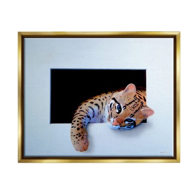 Baby Ocelot Cat Relaxing Paw Dark Mysterious Space, Design by Alan Weston, Go...