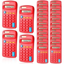 Copkim 24 Pieces Basic Calculators for Students Small Pocket Size Small, Red 