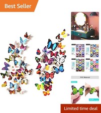 80pcs Butterfly Wall Decor - Plastic Butterflies Wings Foldable Removable Wat...