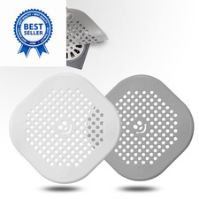2 Pack Drain Hair Catcher Silicone Protector Stopper Whitegrey