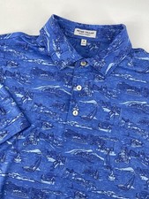 Peter Millar Shirt Mens Medium Summer Comfort Travel Print Golf Polo Performance