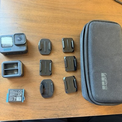 GoPro Hero 10Black Action Camera + Dual Battery Charger, Battery, 6 Mounts, Case