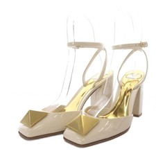 Valentino Garavani Pumps High Heels Separate Square Toe One Stud Strap Patent Le