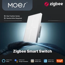 MOES 1/2/3/4 Gang ZigBee Smart Light Switch Full Touch Glass Alexa Google App