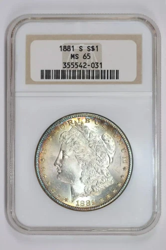1881-S MORGAN DOLLAR NGC MS65 PRETTY COLOR! OLDER HOLDER!