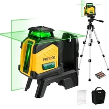 PREXISO 360° Laser Level with Tripod, 100Ft Self Leveling Cross Line LaserW/ Bag