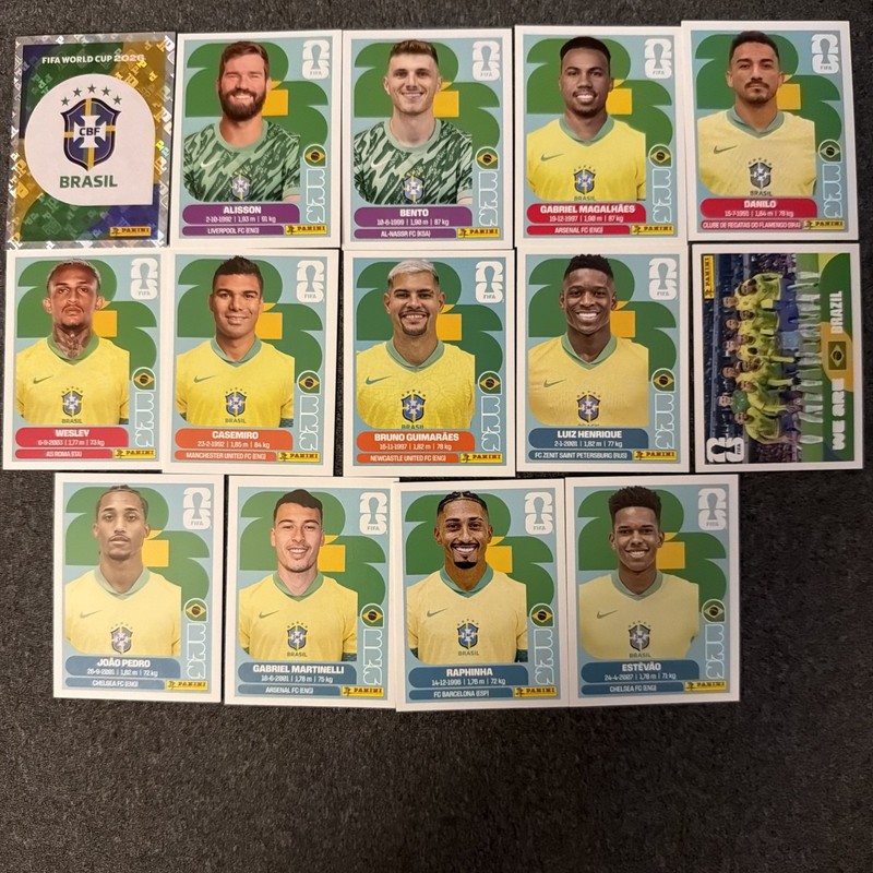 2026 Panini FIFA World Cup Team  Brasil Set 14 Stickers lot Casemiro