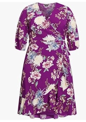 NWT City Chic Plus Size 20 L Magenta Floral Wrap Dress Wedding Guest Party  | eBay