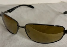 Mens Polarized Sunglasses Black Metal Frame Amber Lens “Eagle Eyes” Wrap Around