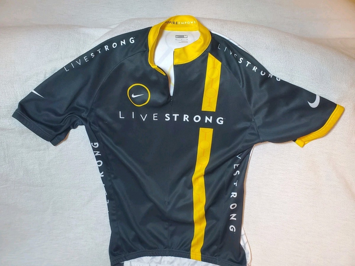 アームストロング　ナイキ　ジャージ Nike Livestrong Cycling Jersey Size Medium Black Yellow Lance