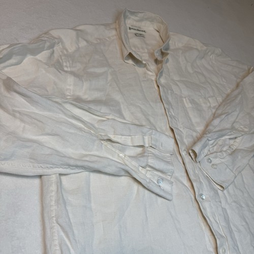 Banana Republic Irish Linen Shirt Men’s M Beige Button Up Lightweight Pocket - Picture 3 of 8