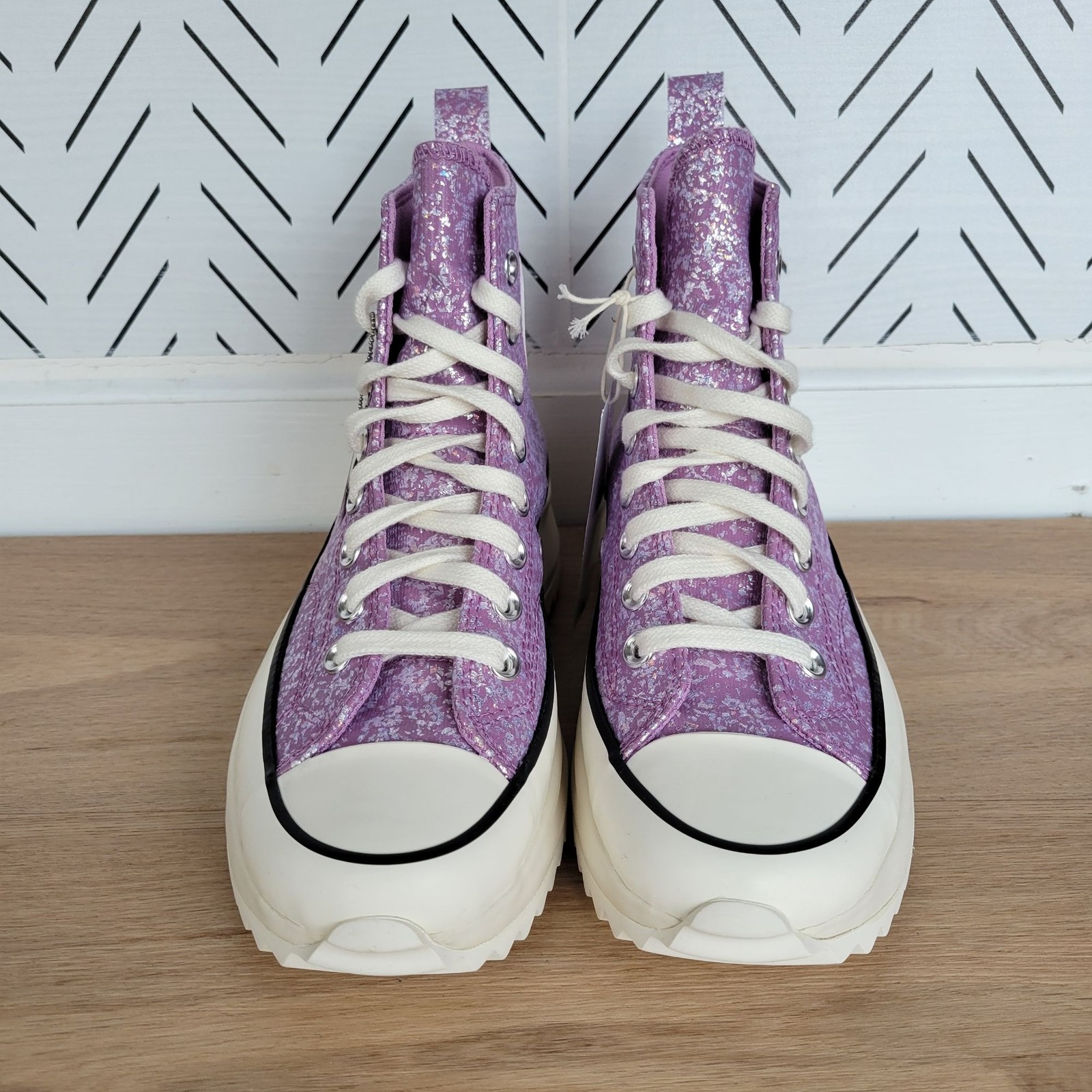 ⭐Converse Run Star Hike Hi Platform 9 Men's Shoes Sneaker Purple Glitter A10096C thumbnail 3