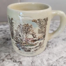 Currier & Ives Coffee Mug WINTER IN THE COUNTRY The Old Grist Mill Shaving Mug