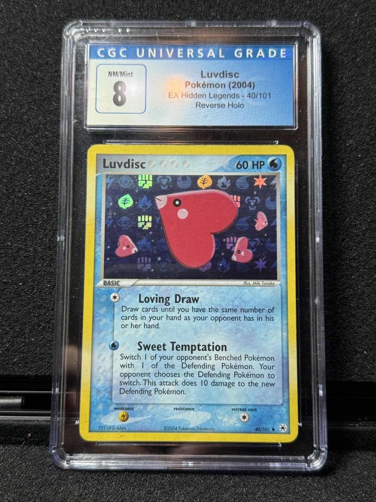 Luvdisc 40/101 Reverse Holo, Ex Hidden Legends 2004, Pokemon Card, CGC 8