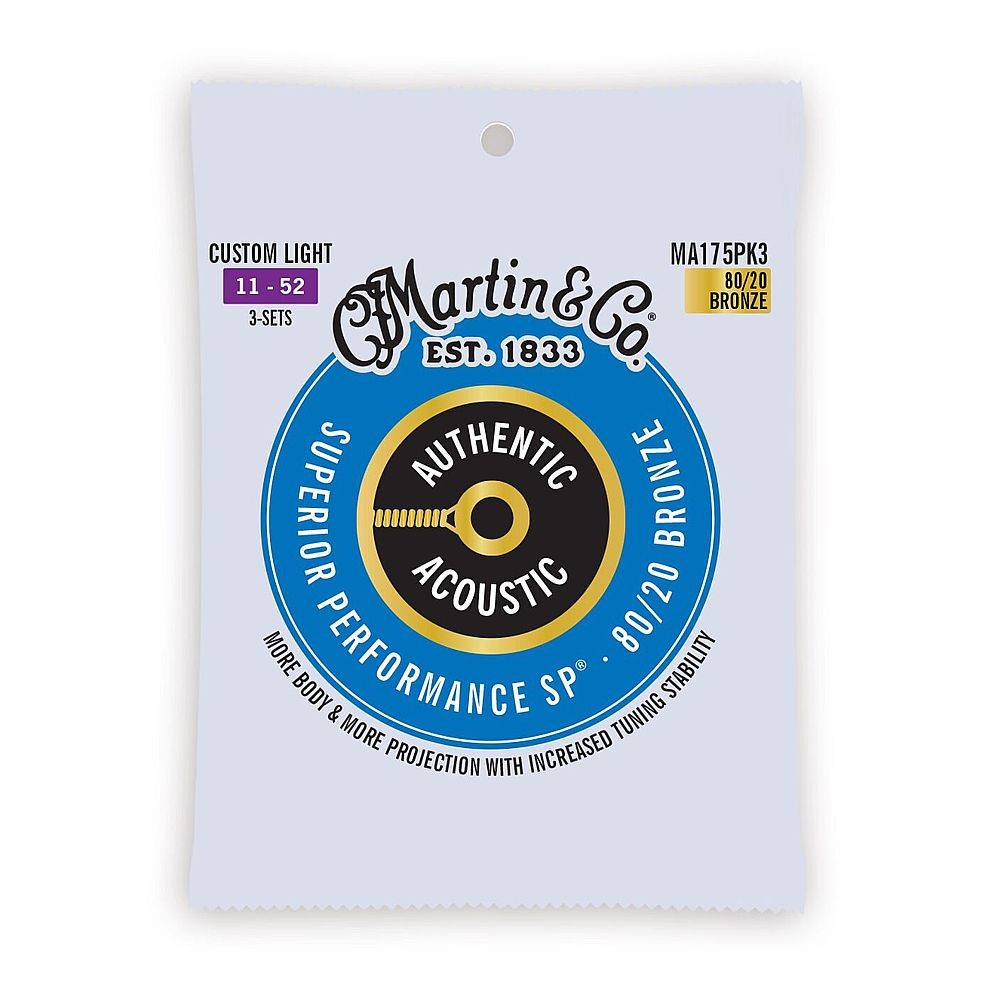 Martin Authentic Acoustic SP 80/20 Bronze Guitar Strings 3 Pack (.011 - .052)