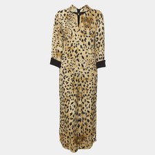 Prada BeigeBrown Leopard Print Crepe Midi Dress L