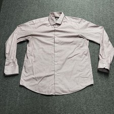 Hugo Boss Regular Fit Shirt Men's 17 Maroon Check Button Up Long Sleeve Cotton