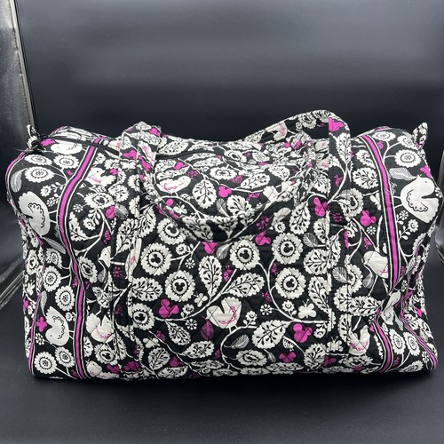 VERA BRADLEY DISNEY PARKS PINK/PURPLE MICKEY MEDALLIONS LARGE DUFFLE GOOD COND