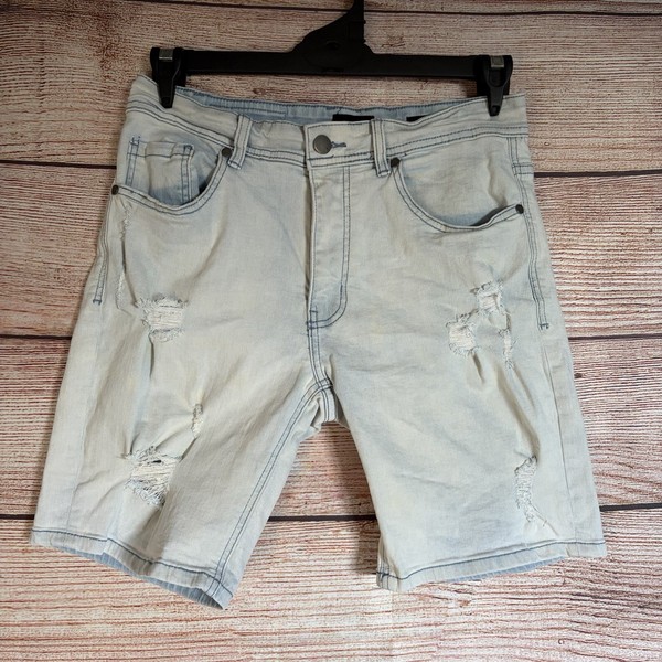 Cotton On Denim Shorts ~ Size 30 Women's ~ Blue Distressed 'Straight Short'
