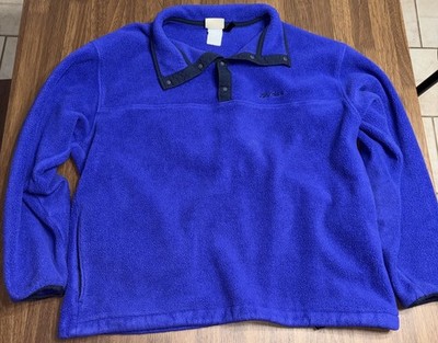 Vintage L.L.Bean Blue Fleece Snap-Button Mock Neck Pullover Sweater Men's Size M