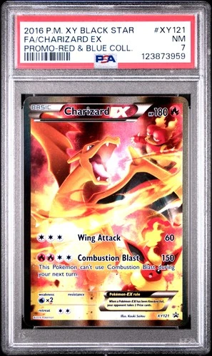 2016 POKEMON XY BLACK STAR PROMO RED & BLUE COLL FULL ART/CHARIZARD EX PSA 7