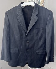 Lauren Ralph Lauren Blazer Mens 42S Black Pinstripe Wool Suit Jacket VTG Macys