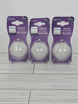 PHILIPS AVENT NATURAL RESPONSE NIPPLE 6M+ Lot Of 3 Packs (2 In Each Pack)