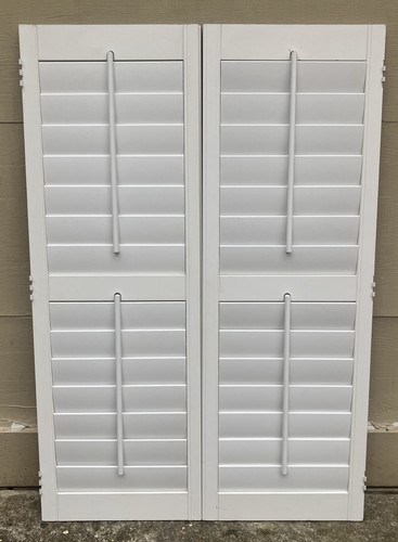51 3/4" Tall x 35 1/4" Wide White Interior Louver Plantation Window Shutters