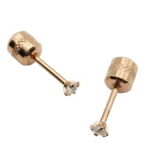 Genuine 18K Rose Gold Filled 2mm Tiny Four-Claws Round Zircon Stud Post Earrings