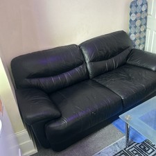 Black Leather Sofa 3 seater plus 2 Seater bonus