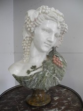 Marmor Büste  Ariadne Göttin Hebe Weintrauben  Carrara 58 cm Italien alt antik