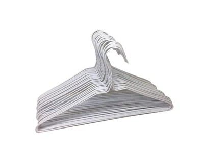 30 Pack Steel Metal Wire Hangers Thin Plastic Coating Drip Dry Clothes