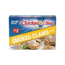 Fancy Whole Smoked Clams in Oil 3.75 Oz (Pack of 12)
